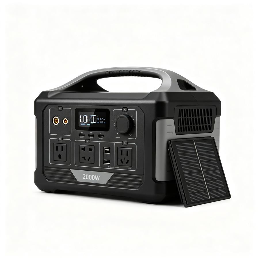 2000 W portable power station with solar panel